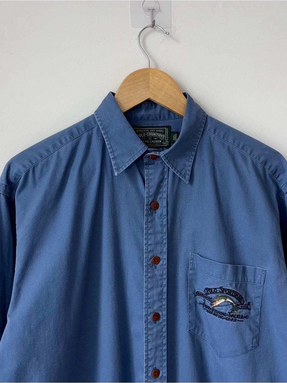 Vintage Polo Country Ralph Lauren Sportsman Shirt Size M Fishing Tackle Trout